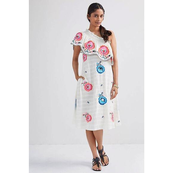 Anthropologie Plenty by Tracy Reese Women’s Large One Shoulder Embroidered Dress - Picture 1 of 10